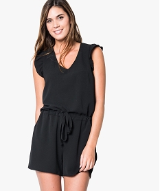 GEMO Combishort uni avec décolleté V Noir