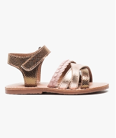 GEMO Nu-pieds en cuir brillant bicolore Rose