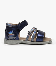 chaussures ouvertes en matiere brillante - lulu castagnette bleu6286101_1