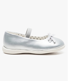 GEMO Ballerines bébé avec petit nœud et élastique de maintien argente