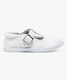 GEMO Chaussure salomés en textile avec doublure à motifs Blanc