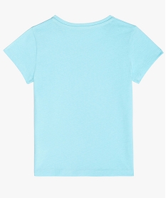 tee-shirt fille uni a manches courtes en coton bleu6297301_3