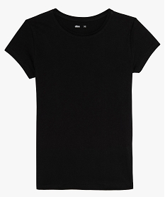 GEMO Tee-shirt fille uni à manches courtes Noir