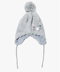 GEMO Bonnet péruvien doublé brillant motif chat Gris