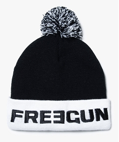 GEMO Bonnet bicolore à pompon Freegun Noir