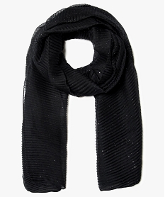 GEMO Foulard uni pailleté en maille gaufrée Noir