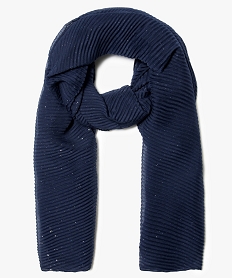 GEMO Foulard uni pailleté en maille gaufrée Bleu