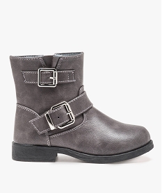 GEMO Boots fille unis avec boucles décoratives fermeture zippée Gris