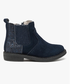 GEMO Boots en cuir avec paillettes au niveau du talon Bleu