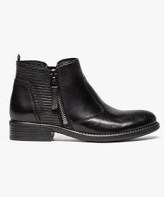 GEMO Boots avec dessus cuir et zip décoratif sur le côté Noir