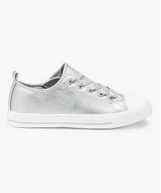 baskets basses fermeture lacets et zip gris tennis en toile6387901_1