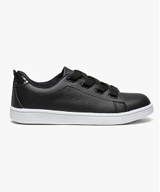 GEMO Baskets unies avec larges lacets et paillettes à larrière du talon Noir