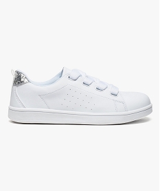 GEMO Baskets unies avec larges lacets et paillettes à larrière du talon Blanc