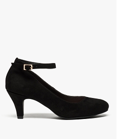 GEMO Escarpins femme unis en suédine avec bride cheville noir standard