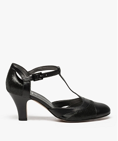 GEMO Escarpins femme salomé dessus cuir Noir