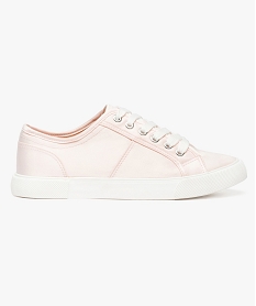 GEMO Baskets basses en toile enduite fermeture lacets rose standard