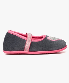 chausson ballerine en velours avec broderie cœur gris6462601_1