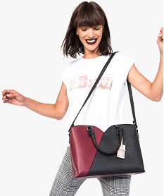 GEMO Sac à main zippé découpe arrondie à petite pochette amovible Rouge