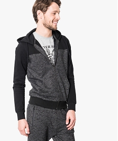 GEMO Sweat à capuche et fermeture zippée noir chine