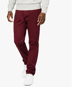 GEMO Pantalon homme chino coupe slim Rouge