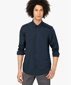 GEMO Chemise homme coupe droite unie - Repassage facile Bleu