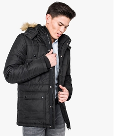 GEMO Manteau multipoche avec capuche amovible Noir