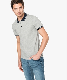 polo a manches courtes col et bas de manches contrastes gris polos6531701_1