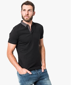 GEMO Polo à manches courtes col chemise noir standard
