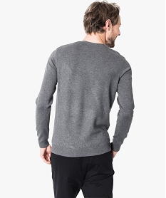 pull homme maille fine col v avec boutons gris6538901_3