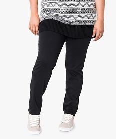 GEMO Pantalon femme ajusté à taille élastique Noir