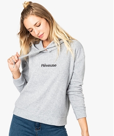 GEMO Sweat à capuche en maille polaire Gris