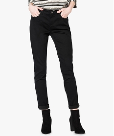 GEMO Pantalon slim uni 5 poches en stretch Noir