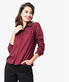 GEMO Chemise à manches longues et motifs Rouge