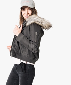 GEMO Blouson bomber   avec capuche Gris