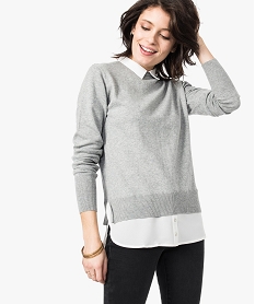 PULL RAYE OFF WHITE PULL GRIS CHINÃ‰ CLAI