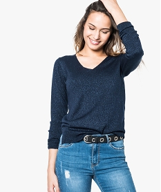 pull col v en maille pailletee bleu6591001_1