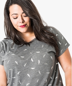 tee-shirt femme grande taille a manches courtes a motifs gris6599401_2