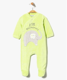 GEMO Pyjama en velours avec motif éléphant brodé Vert