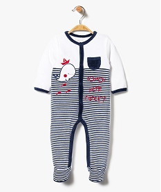 GEMO Pyjama marinière en velours pour bébé garçon Multicolore