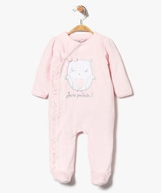 pyjama bebe fille en velours a volant rose6644501_1