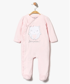 GEMO Pyjama bébé fille en velours à volant Rose