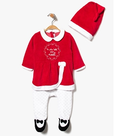 GEMO Pyjama bébé fille spécial Noël avec bonnet Rouge