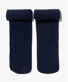 GEMO Collants fille semi-opaques fantaisie (lot de 2) Bleu