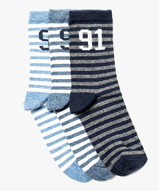 GEMO Lot de 3 paires de chaussettes rayées Imprimé