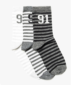 GEMO Lot de 3 paires de chaussettes rayées Imprimé