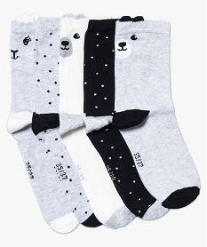 GEMO Lot de 5 paires de chaussettes à motifs Noir