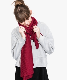 GEMO Foulard uni pailleté en maille gaufrée Rouge