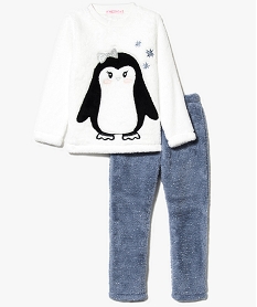 GEMO Pyjama fille 2 pièces imprimé Pingouin blanc chine