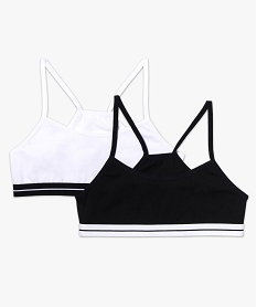 GEMO Lot de 2 brassières à fines bretelles avec élastique contrastant noir standard