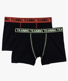 GEMO Lot de 2 boxers unis avec surpiqûres apparentes noir standard